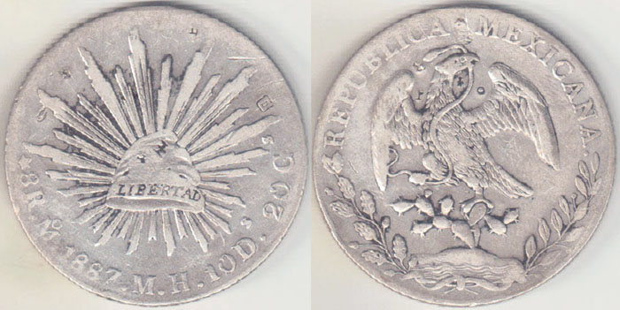 1887 Mo MH Mexico silver 8 Reals A003278